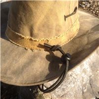 Black leather hat lanyard